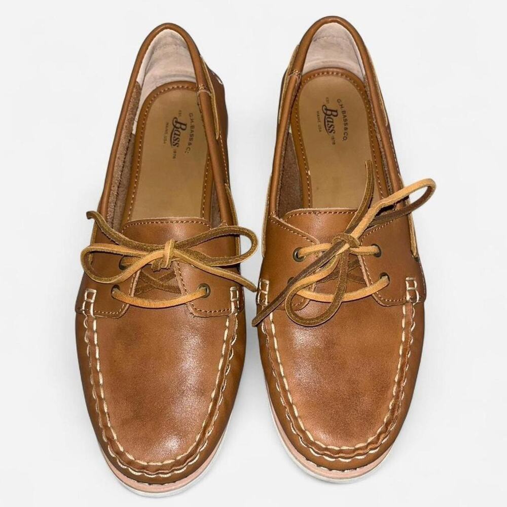 Bass Women's Anchor Tan Leather Boat Shoe Size 9.5